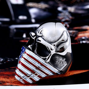 American Flag Stainless Steel Mens Skull Ring skull rings for men skull ring skull rings for women