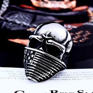 American Flag Stainless Steel Mens Skull Ring skull rings for men skull ring skull rings for women