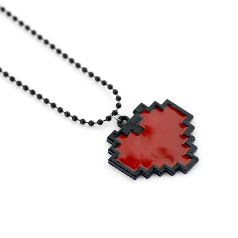 Pixel Heart Retro Video Game Necklace