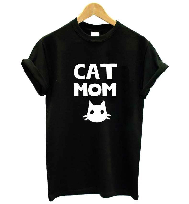 Cat Mom Print Womens T-Shirt