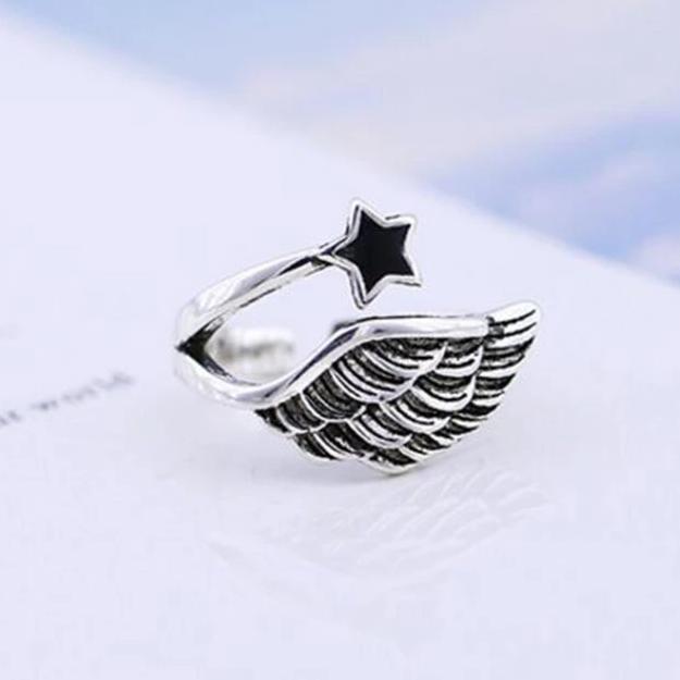 Angel Wings Silver Adjustable Ring Main image