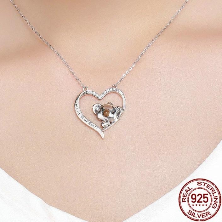 925 Sterling Silver Koala Heart Necklace Secondary image