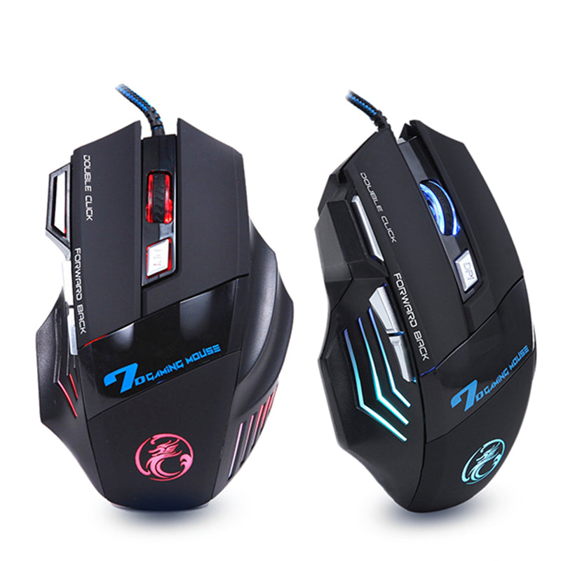 Estone X7 3200DPI LED Optical 7D USB Wired Gaming Mouse - BLACK
