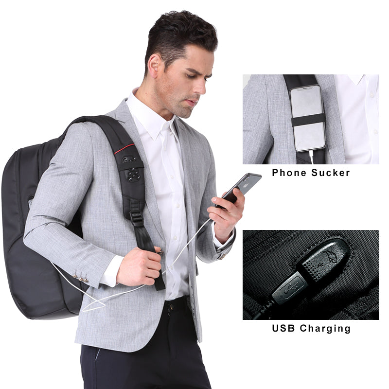 Kingsons Anti theft USB Charging 15 17 inch Laptop Backpack Men