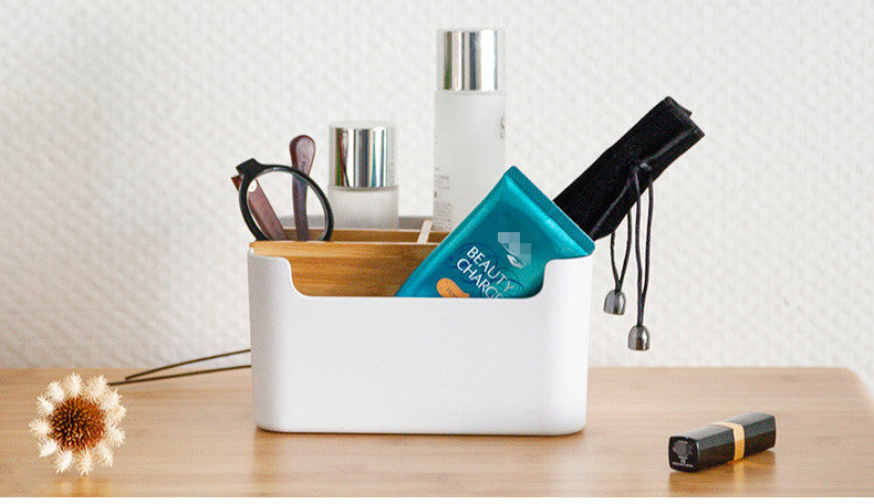 Desktop Bamboo Storage Grid Organizer