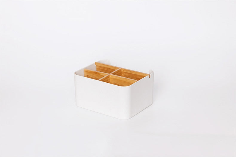 Desktop Bamboo Storage Grid Organizer