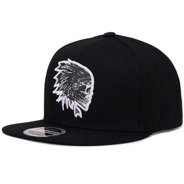 Embroidered Skull Snapback Hat