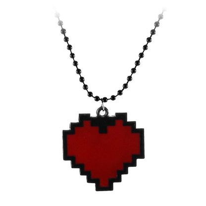 Pixel Heart Retro Video Game Necklace