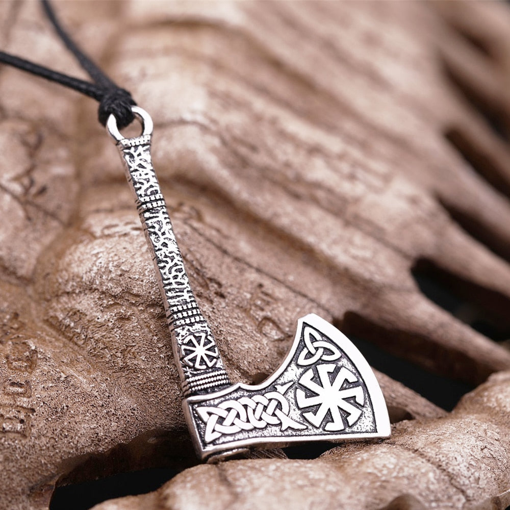 Antique Silver Plated Axe Necklace