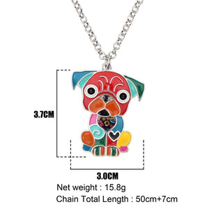 Bright Enamel Pug Dog Necklace Bright Enamel Pug Dog Necklace