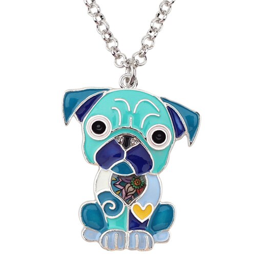 Bright Enamel Pug Dog Necklace