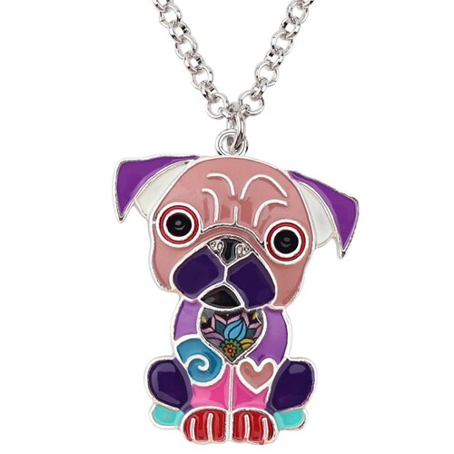 Bright Enamel Pug Dog Necklace