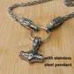 Stainless Steel Wolf Head Necklace Chain With Mjolnir