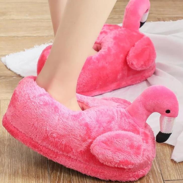 Fluffy Flamingo Slippers
