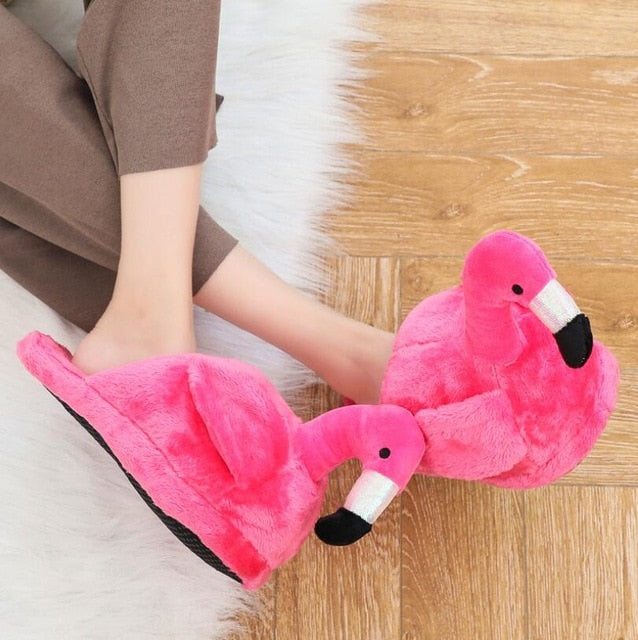 Fluffy Flamingo Slippers