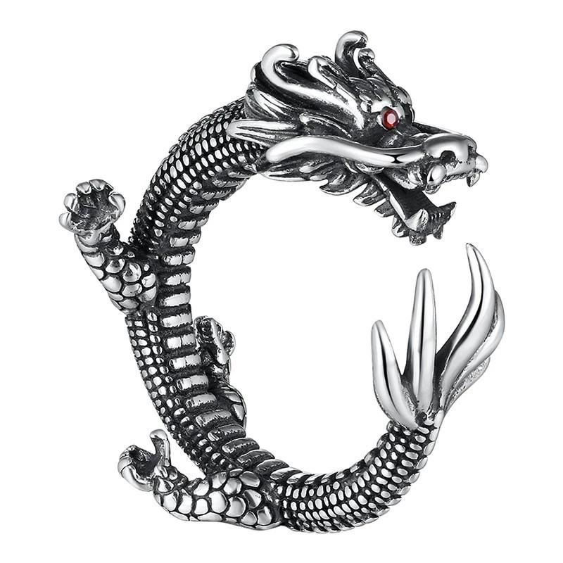 Zircon Eyes Sterling Silver Dragon Ring Main image