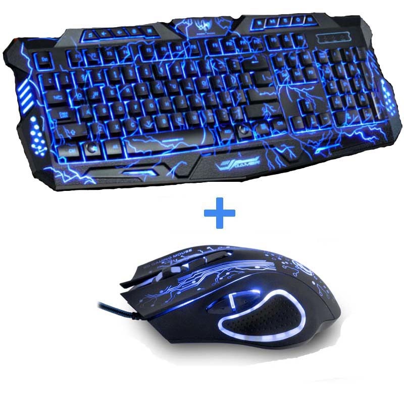 GameRaptor Tri-Color Backlight Computer Gaming Keyboard & Gaming Mouse