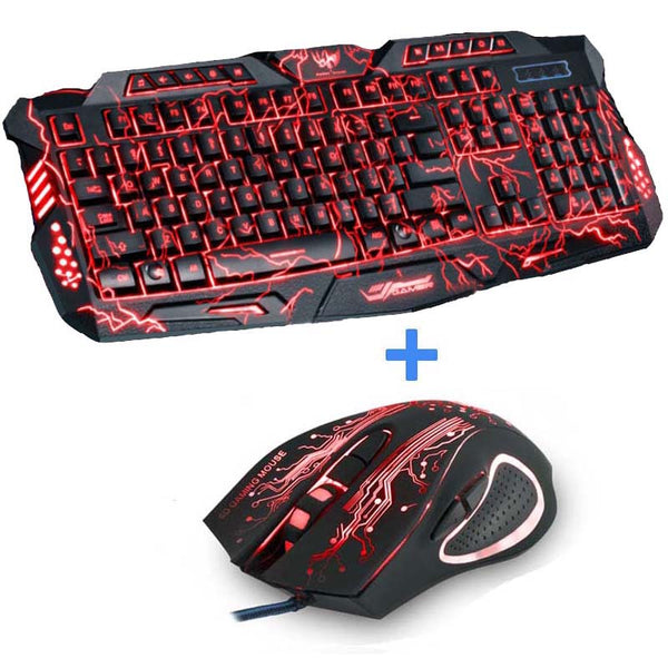 GameRaptor Tri-Color Backlight Computer Gaming Keyboard & Gaming Mouse