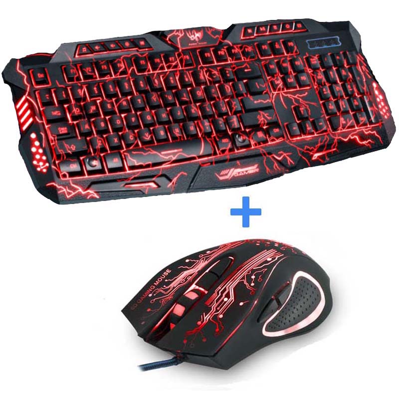 GameRaptor Tri-Color Backlight Computer Gaming Keyboard & Gaming Mouse