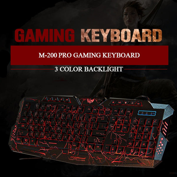 GameRaptor Tri-Color Backlight Computer Gaming Keyboard & Gaming Mouse