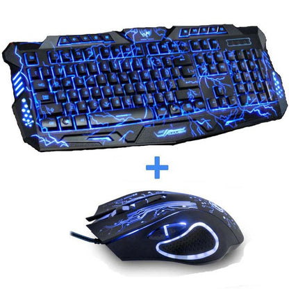 GameRaptor Tri-Color Backlight Computer Gaming Keyboard & Gaming Mouse