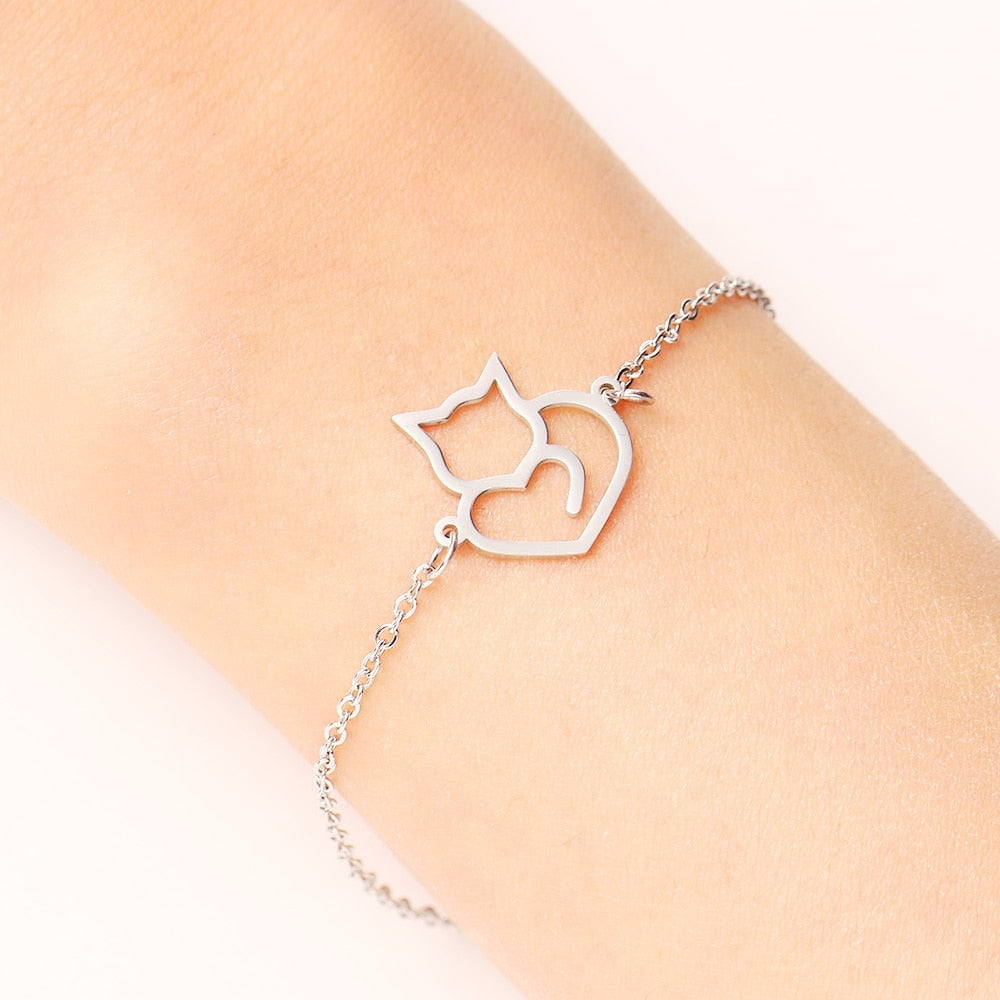 Twisted Tail Heart Cat Bracelet Secondary image