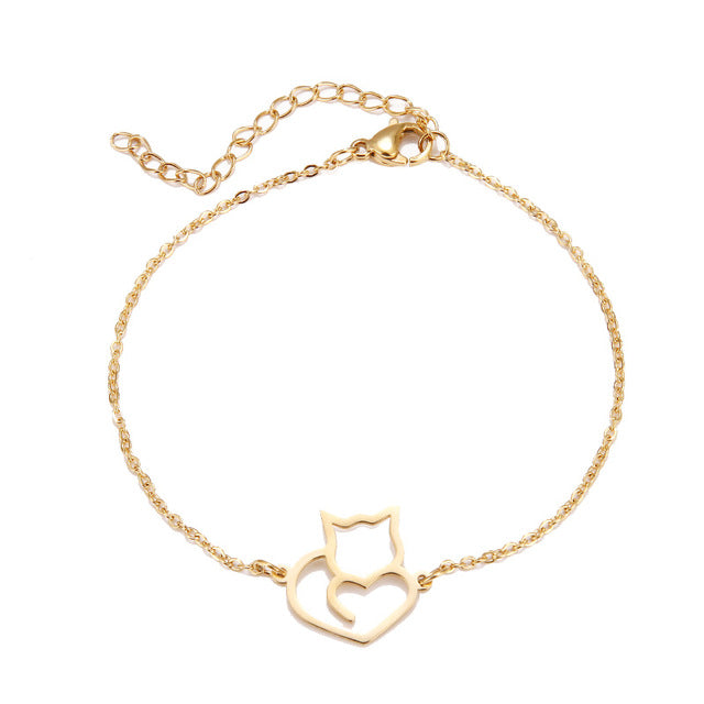 cat bracelet cat charm bracelet silver cat bracelet gold cat bracelet