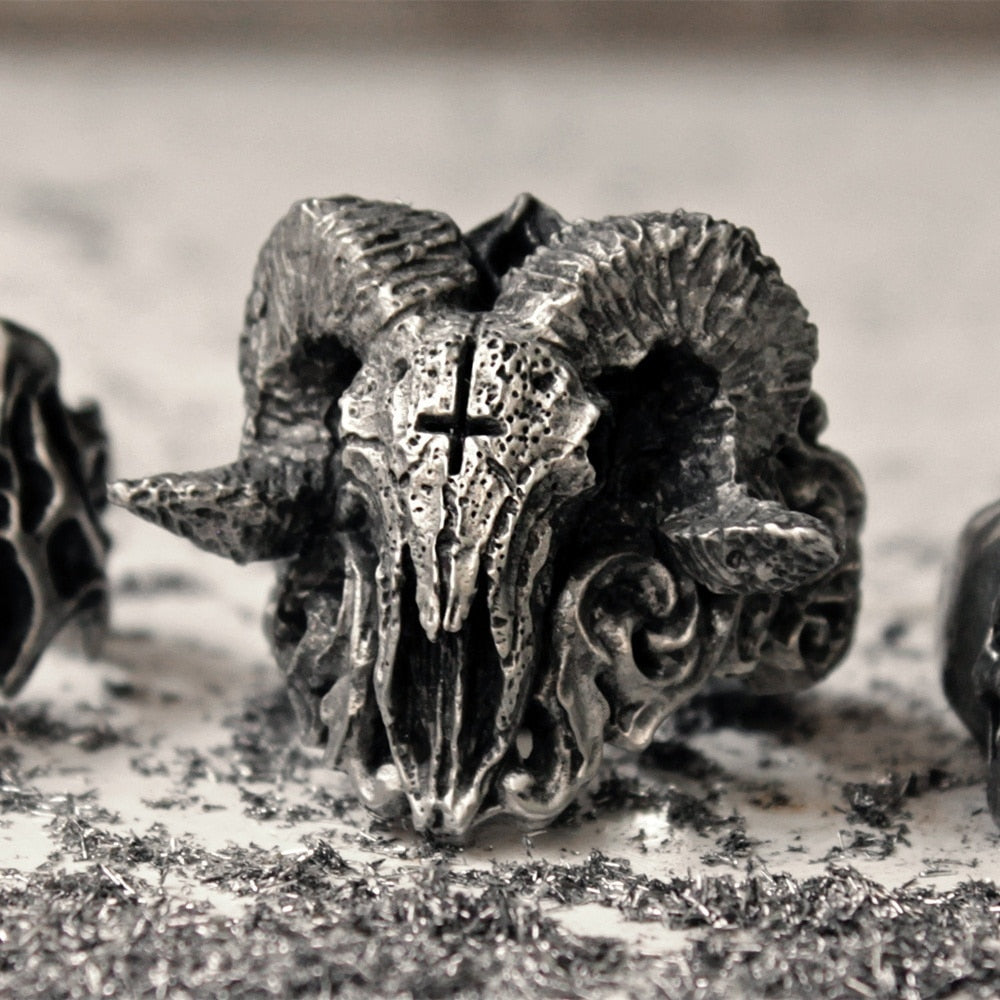 Satanic Demon Baphomet Stainless Steel Skull Ring Secondary image