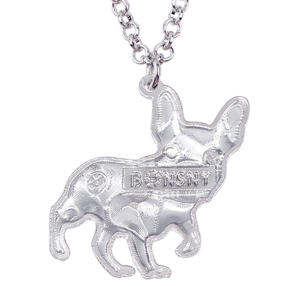 Frenchie French Bulldog Enamel Necklace