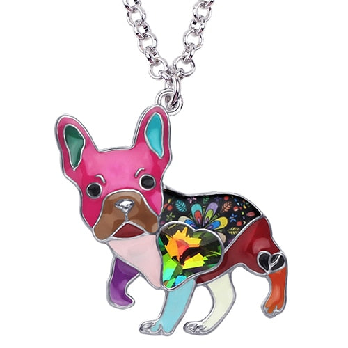 Frenchie French Bulldog Enamel Necklace