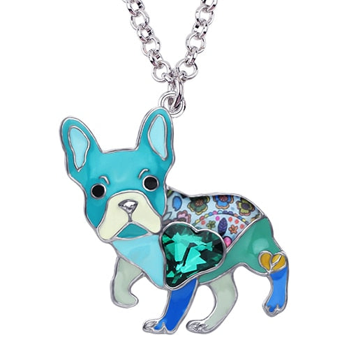 Frenchie French Bulldog Enamel Necklace