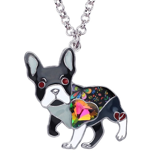 Frenchie French Bulldog Enamel Necklace