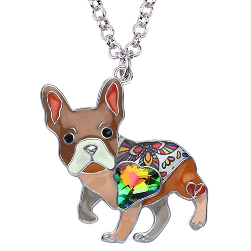 Frenchie French Bulldog Enamel Necklace