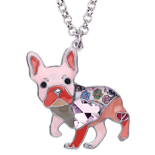 Frenchie French Bulldog Enamel Necklace