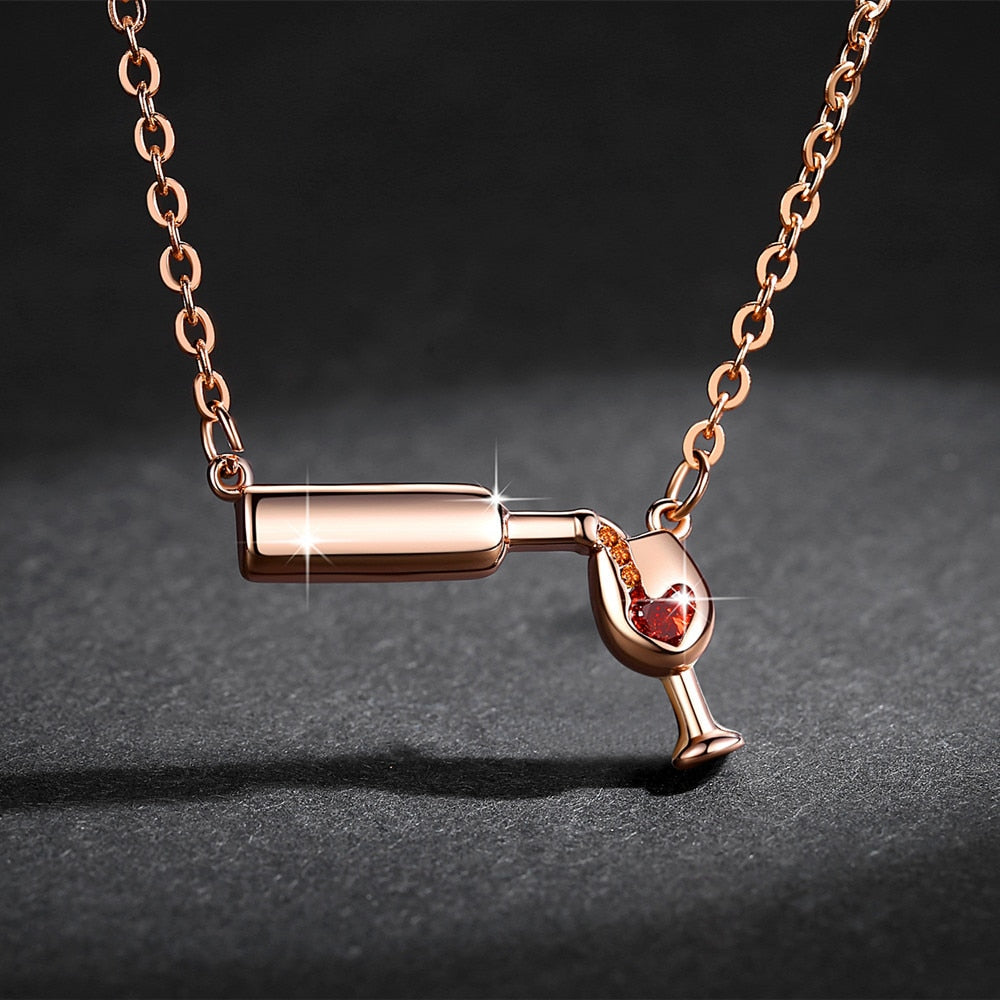 wine necklace wine glass necklace wine bottle necklace wine bottle and glass necklace wine glass necklace jewelry wine pouring necklace pouring wine necklace wine molecule necklace Main image