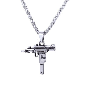 Uzi Gun Necklace Gun Necklace | Uzi Pistol | Titanium Steel High | Fashion Streetwear | Uzi Sub Machine Gun