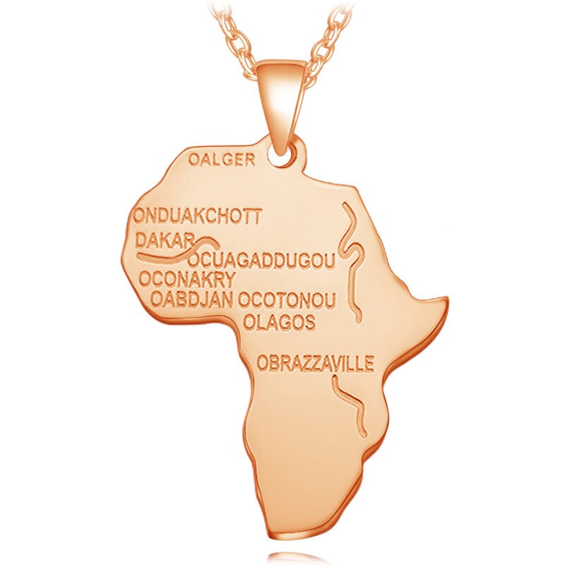 africa necklace, african necklace, africa pendant, gold africa necklace, africa pendant gold