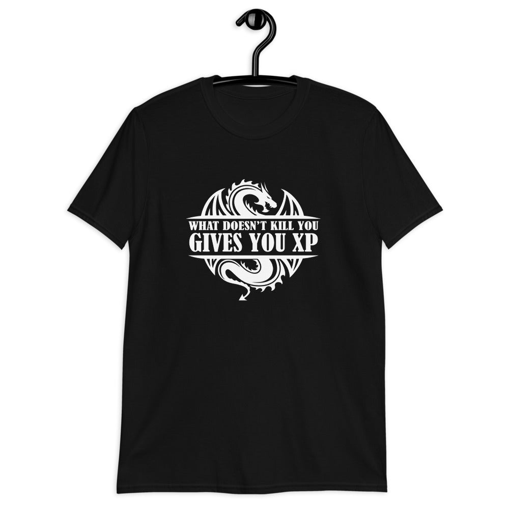 What Doesn't Kill You Gives You XP Fantasy RPG Dice Shirt | Dungeon Master Tee | Tabletop RPG | Tabletop Games | RPG T Shirt | Role Playing Game Unisex T-Shirt