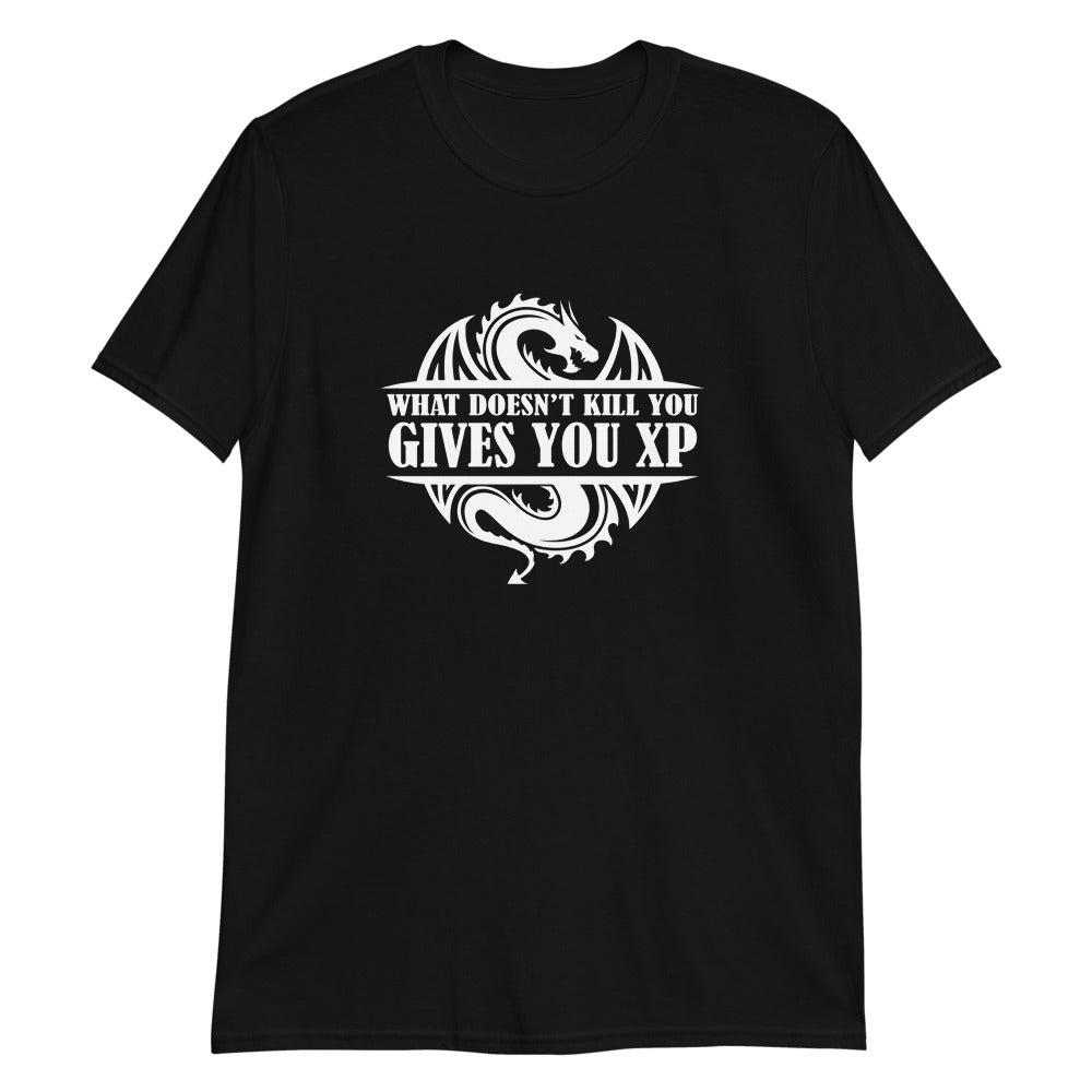 What Doesn't Kill You Gives You XP Fantasy RPG Dice Shirt | Dungeon Master Tee | Tabletop RPG | Tabletop Games | RPG T Shirt | Role Playing Game Unisex T-Shirt