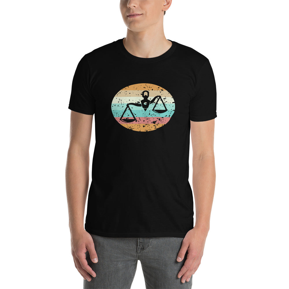 Lawyer Scales Of Justice Retro Sunset T Shirt | Lawyer Tshirt | Lawyer Unisex T-Shirt Main image