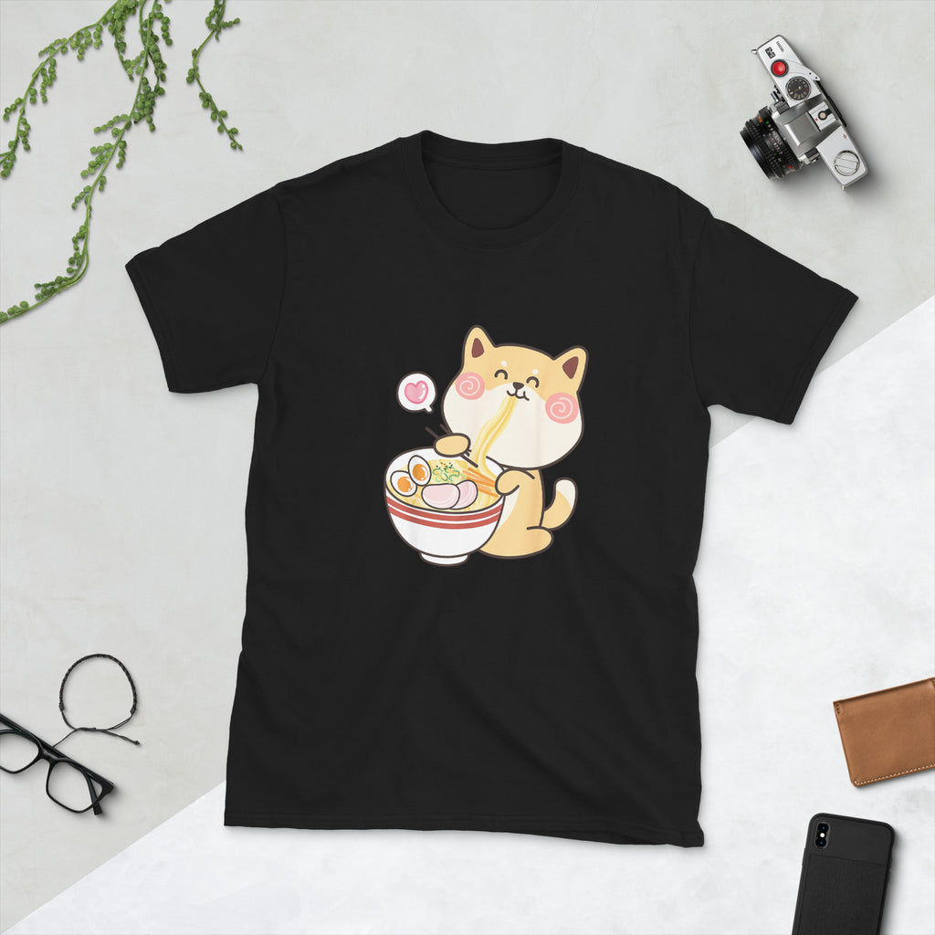 Shiba Inu Shirt | Kawaii Shiba Inu Gifts Anime | Funny Shiba Inu Eating Ramen Unisex T-Shirt