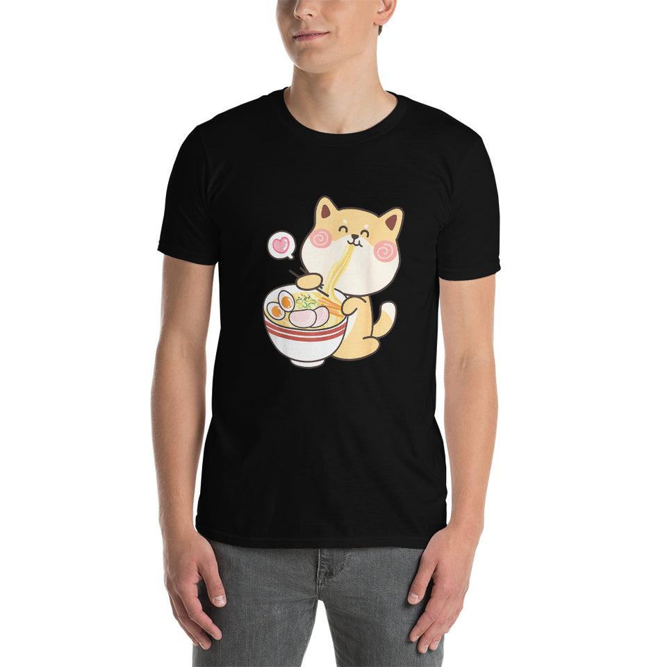 Shiba Inu Shirt | Kawaii Shiba Inu Gifts Anime | Funny Shiba Inu Eating Ramen Unisex T-Shirt