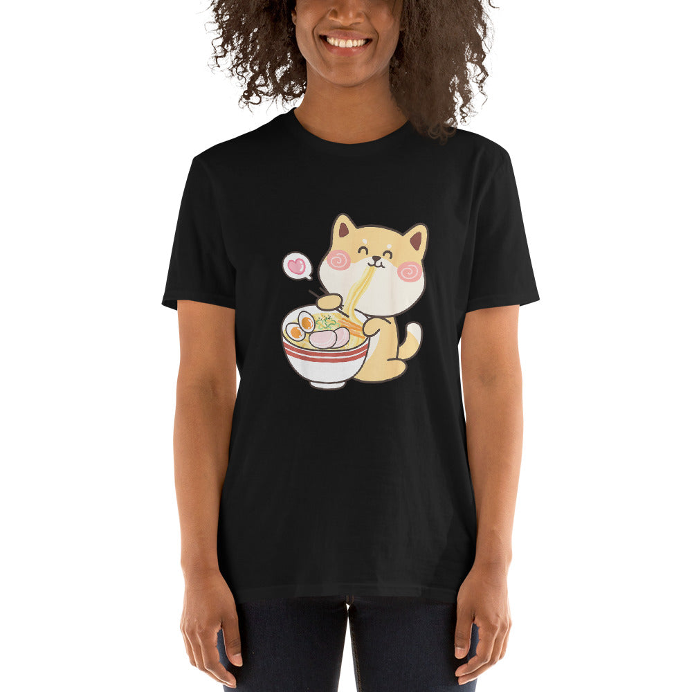 Shiba Inu Shirt | Kawaii Shiba Inu Gifts Anime | Funny Shiba Inu Eating Ramen Unisex T-Shirt
