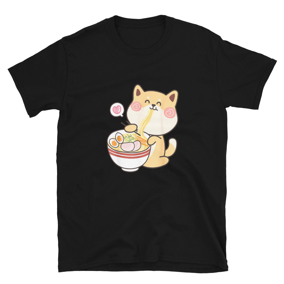 Shiba Inu Shirt | Kawaii Shiba Inu Gifts Anime | Funny Shiba Inu Eating Ramen Unisex T-Shirt