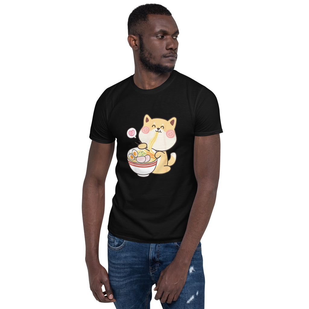 Shiba Inu Shirt | Kawaii Shiba Inu Gifts Anime | Funny Shiba Inu Eating Ramen Unisex T-Shirt