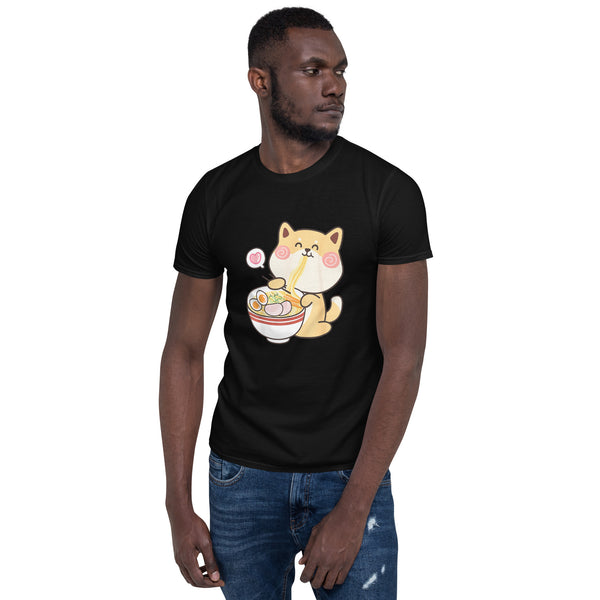 Shiba Inu Shirt | Kawaii Shiba Inu Gifts Anime | Funny Shiba Inu Eating Ramen Unisex T-Shirt