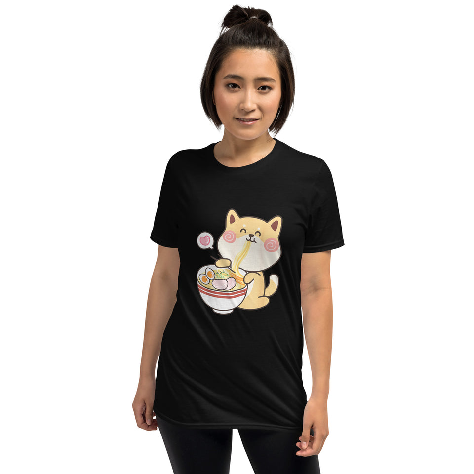 Shiba Inu Shirt | Kawaii Shiba Inu Gifts Anime | Funny Shiba Inu Eating Ramen Unisex T-Shirt