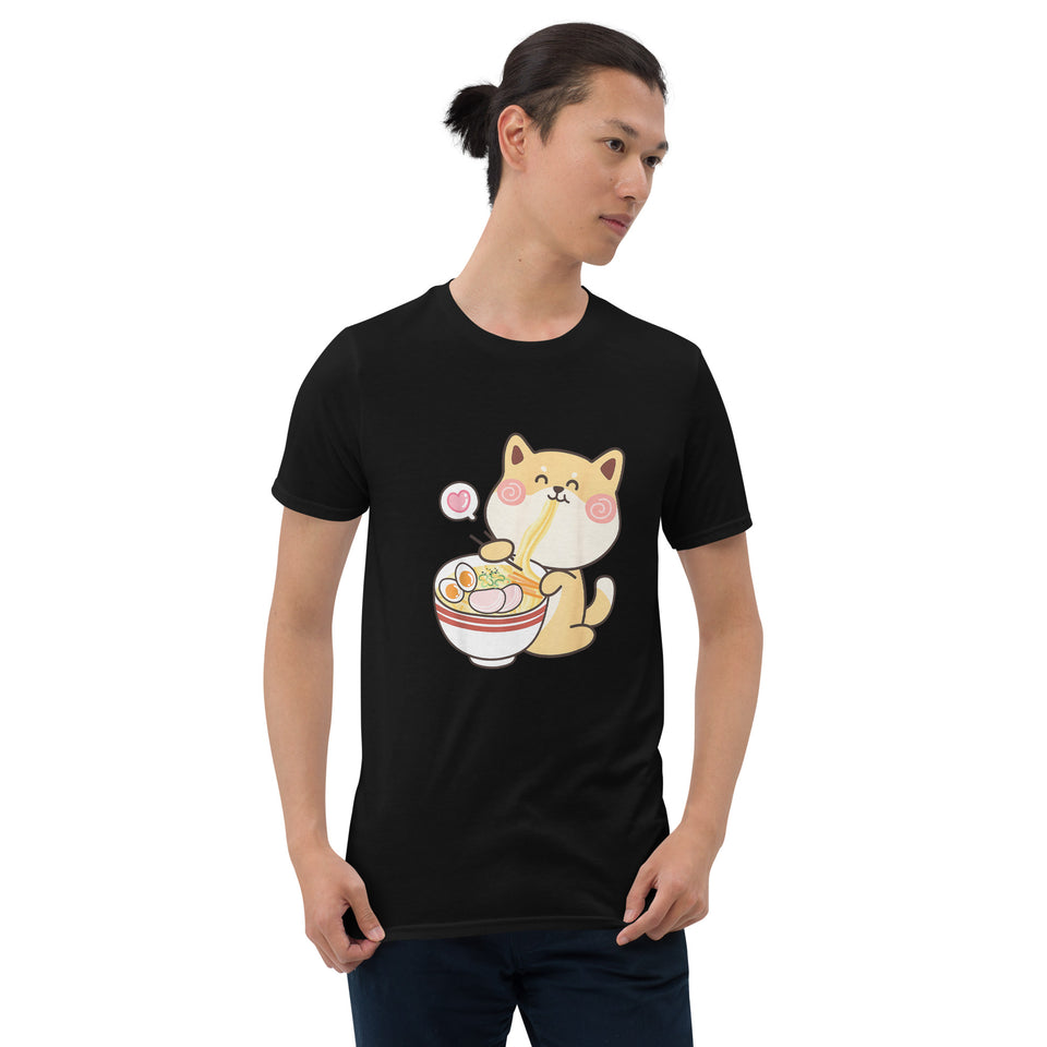 Shiba Inu Shirt | Kawaii Shiba Inu Gifts Anime | Funny Shiba Inu Eating Ramen Unisex T-Shirt
