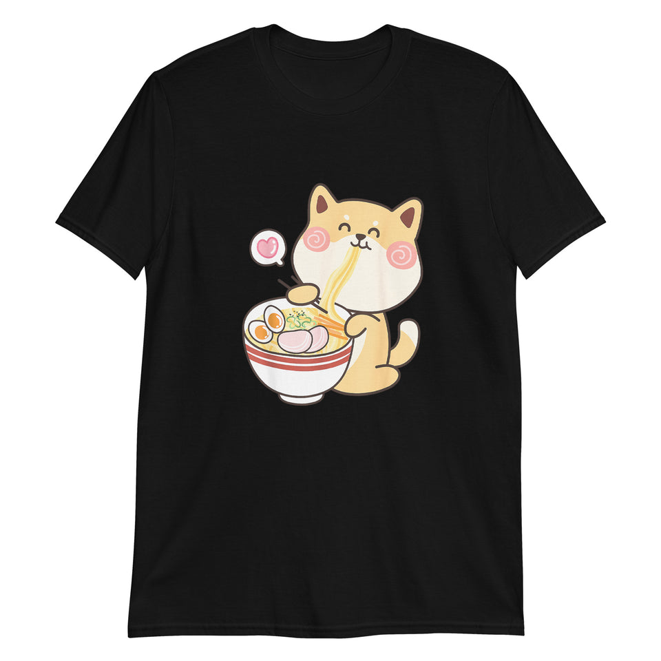 Shiba Inu Shirt | Kawaii Shiba Inu Gifts Anime | Funny Shiba Inu Eating Ramen Unisex T-Shirt