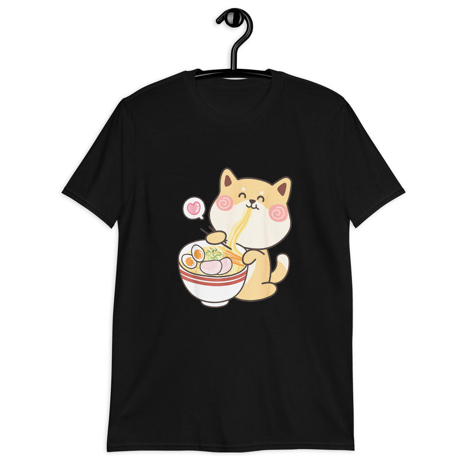 Shiba Inu Shirt | Kawaii Shiba Inu Gifts Anime | Funny Shiba Inu Eating Ramen Unisex T-Shirt